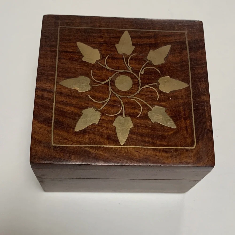 Handcrafted Jewelry Wooden Box with Natural finish.Used in great condition. 3x3.